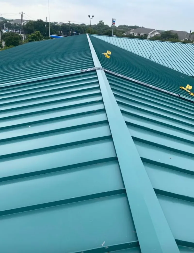 Green commercial metal roof ridge and valley for Metal Roof Repair in Laketon